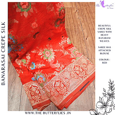 BANARASI CREPE SILK SAREE  DCMSBNS24292