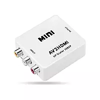 AV to HDMI Converter, 1080P Mini RCA Composite CVBS Video Audio Converter Adapter Support PAL/NTSC for TV/PC/Gaming Console, VHS/VCR/Blue-Ray DVD Players