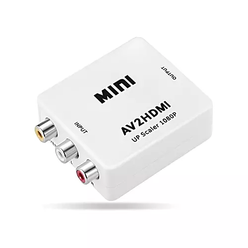 AV to HDMI Converter, 1080P Mini RCA Composite CVBS Video Audio Converter Adapter Support PAL/NTSC for TV/PC/Gaming Console, VHS/VCR/Blue-Ray DVD Players