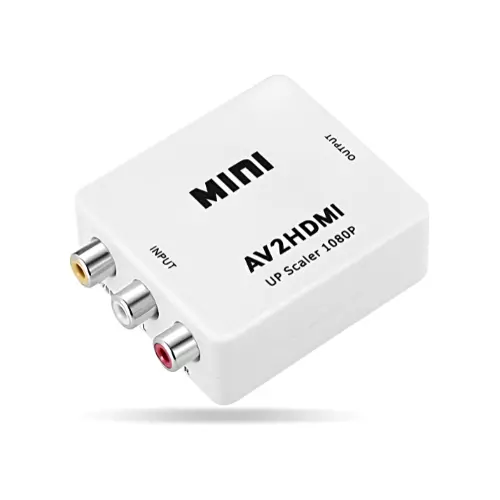 AV to HDMI Converter, 1080P Mini RCA Composite CVBS Video Audio Converter Adapter Support PAL/NTSC for TV/PC/Gaming Console, VHS/VCR/Blue-Ray DVD Players