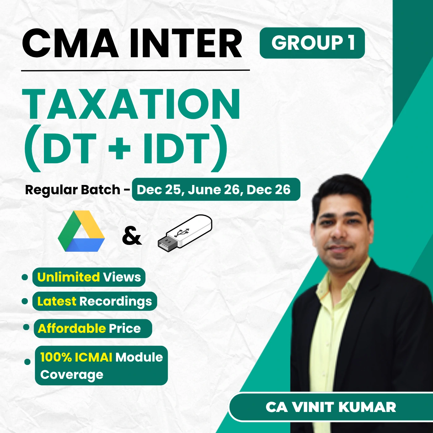 CMA Inter Taxation (Group 1) By Prof. Vinit Kumar CMA Inter Taxation (Group 1) By Prof. Vinit Kumar