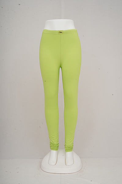 Women Lime Green Churidhar Leggings
