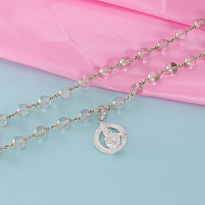 Sphatika Mala with Ayyappan (Iyyappan) Pendant – Pure Quartz Crystal Mala