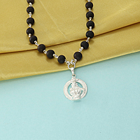 Original Karungali Mala with Silver Ayyappan Pendant – Spiritual Black Wood Mala