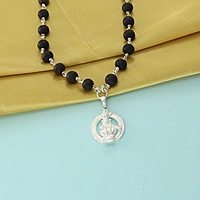 Original Karungali Mala with Silver Ayyappan Pendant β Spiritual Black Wood Mala