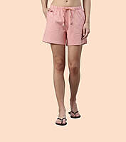 Enamor Essentials Womens Mid Rise Relaxed Fit Thigh Length Jersey Shorts E062