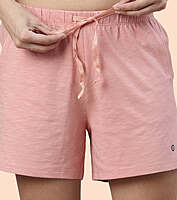 Enamor Essentials Womens Mid Rise Relaxed Fit Thigh Length Jersey Shorts E062