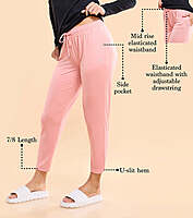 Enamor Essentials Printed Tapered Lounge Pants With Self Fabric Drawstring With Metal Ends E048