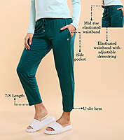 Enamor Essentials Printed Tapered Lounge Pants With Self Fabric Drawstring With Metal Ends E048