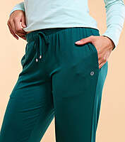 Enamor Essentials Printed Tapered Lounge Pants With Self Fabric Drawstring With Metal Ends E048