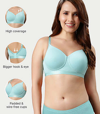 Enamor Innovations Fabcool Breathable Cup Women's T-Shirt Bra - Antimicrobial Comfort, Perforated Cups Padded, Wirefree, High Coverage A165