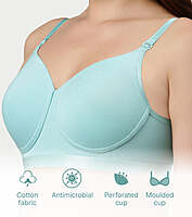 Enamor Innovations Fabcool Breathable Cup Women's T-Shirt Bra - Antimicrobial Comfort, Perforated Cups Padded, Wirefree, High Coverage A165