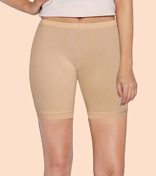 Enamor Mid Rise Mid Thigh Length Fabulous Inners Shorts For Women - Hugged Fit, Stretch Cotton E032