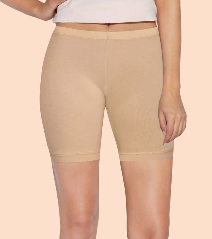 Enamor Mid Rise Mid Thigh Length Fabulous Inners Shorts For Women - Hugged Fit, Stretch Cotton E032