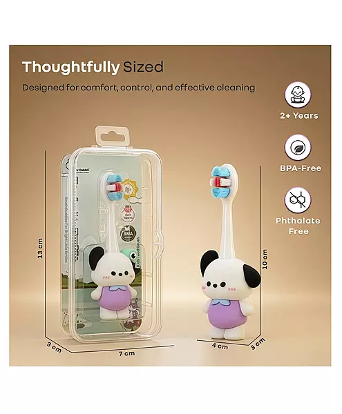 R For Rabbit - Tiny Smiles Zoobie - Kids Toothbrush - White Doggy