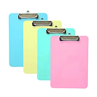A4 Pastel Yellow Plastic Clipboard with Metal Clip and Round Corner