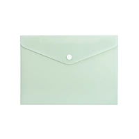 Pack of 12 A5 Light Pastel Green Soft Touch Plastic Document Wallets with Button Closure