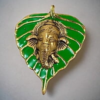 Mini Enamel Leaf Ganesh Green color Aluminium Idol Mini Enamel Leaf Ganesh Green color Aluminium Idol