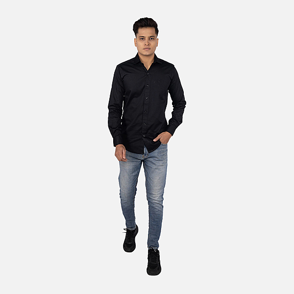 Men Onyx Black Solid Casual Shirt