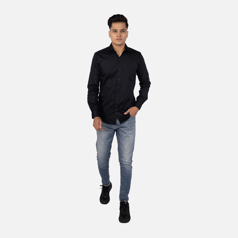 Men Onyx Black Solid Casual Shirt