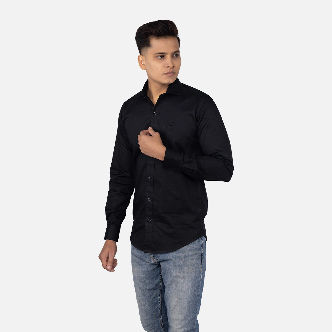 Men Onyx Black Solid Casual Shirt