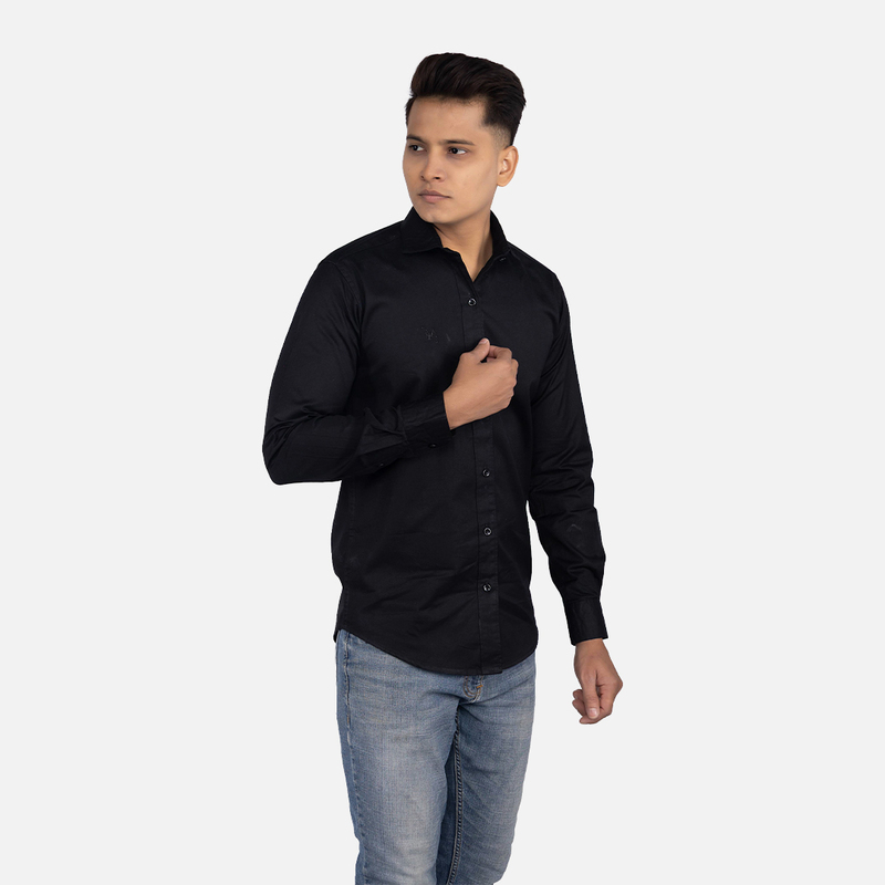 Men Onyx Black Solid Casual Shirt