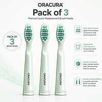 Oracura SB200 Sonic Lite Electric Toothbrush Heads – Pack of 3
