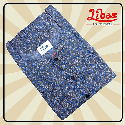 Dark Sea BiziLIzi Nighty With Geometric Design All Over From Libas Loungewear - PS494