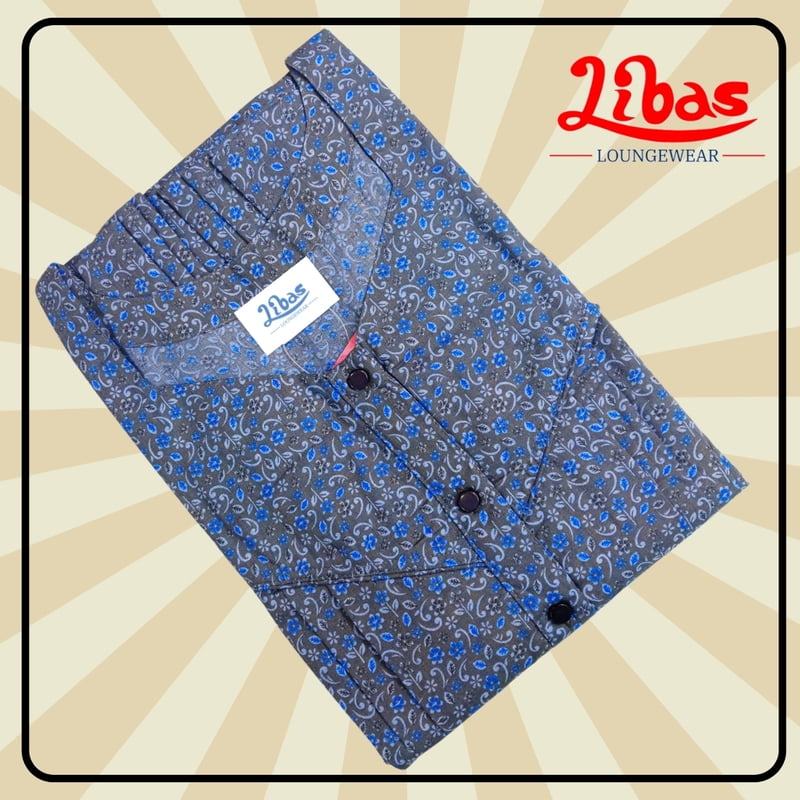 Dark Sea BiziLIzi Nighty With Geometric Design All Over From Libas Loungewear - PS494
