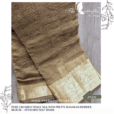 PURE CRUSHED TISSUE SILK SAREE USTSTES23182