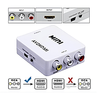 AV to HDMI Converter, 1080P Mini RCA Composite CVBS Video Audio Converter Adapter Support PAL/NTSC for TV/PC/Gaming Console, VHS/VCR/Blue-Ray DVD Players