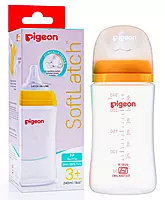 Pigeon Softlatch Glass Feeding Bottle Yellow - 240ML