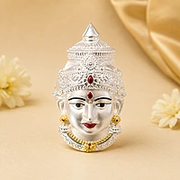 Sterling Silver Goddess Varalakshmi Face Ornament for Pooja, Temple Decoration & Divine Alankaram