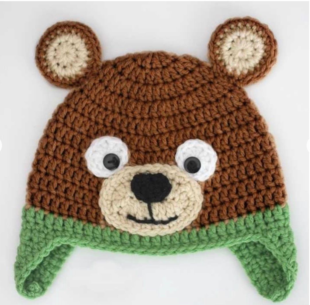 Honey Bear Green Earflap Cap (6–12 Months)
