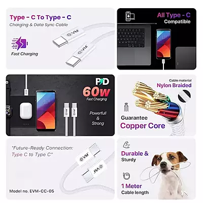 CABLE EVM TYPE-C TO TYPE-C 60W CC-05