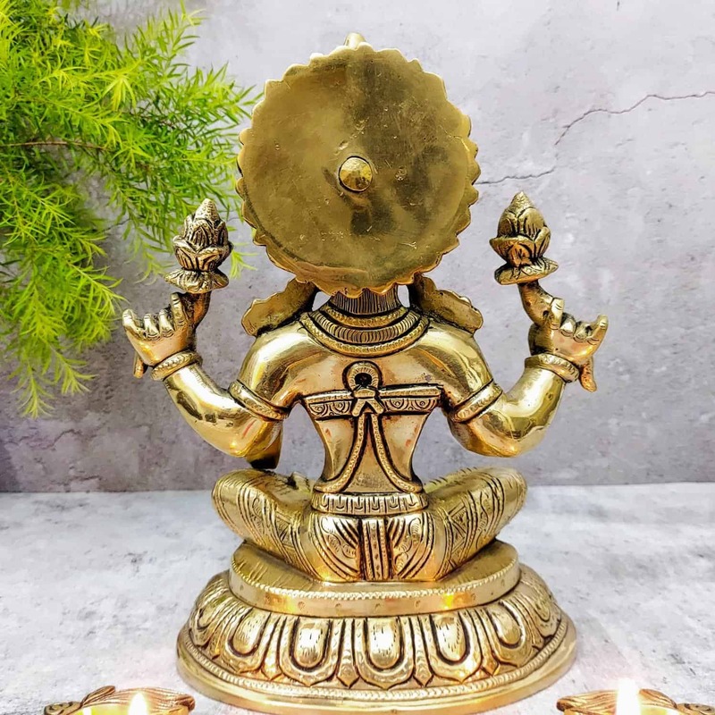 Brass Lakshmi Idol - 5.5 inch Height | Auspicious Brass Lakshmi Sculpture for Prosperity
