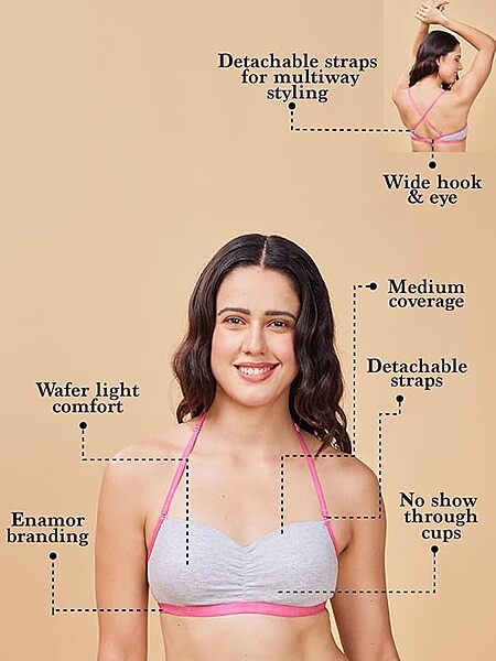 ENAMOR Easy Fit Cooling Padded Wirefree Medium Coverage Cotton T-Shirt Bralette A125