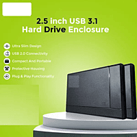 SATA HDD/SSD Enclosure USB 3.1 2.5" (6.3cm) with Type-C OTG Cable – High-Speed External Hard Drive Case