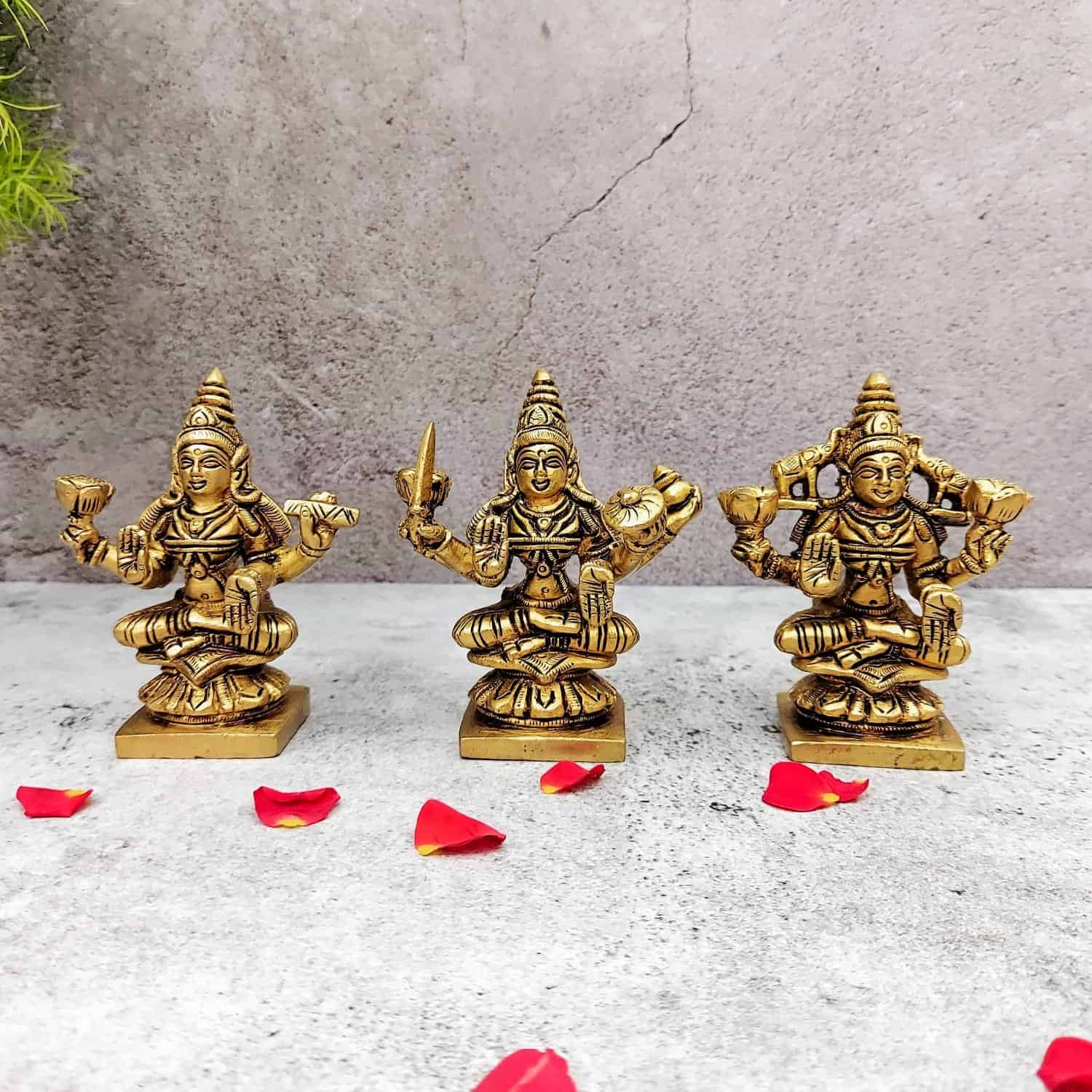 Brass Astha Lakshmi Set - 3.5 inch Height | Set of Eight Auspicious Brass Lakshmi Idols
