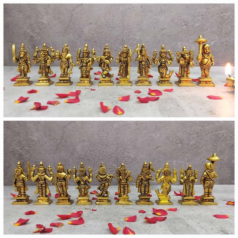 Brass Dashavatar Set - 2.5 inch Height | Set of Ten Brass Dashavatar Idols