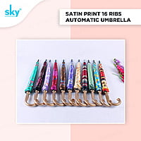 Satin Print 16tar Automatic Sky Umbrella | (Pack of 6pcs) | 22inch - INR 150/piece Satin Print 16tar Automatic Sky Umbrella | (Pack of 6pcs) | 22inch - INR 150/piece