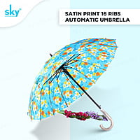 Satin Print 16tar Automatic Sky Umbrella | (Pack of 6pcs) | 22inch - INR 150/piece Satin Print 16tar Automatic Sky Umbrella | (Pack of 6pcs) | 22inch - INR 150/piece