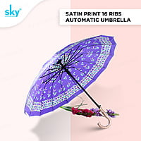 Satin Print 16tar Automatic Sky Umbrella | (Pack of 6pcs) | 22inch - INR 150/piece Satin Print 16tar Automatic Sky Umbrella | (Pack of 6pcs) | 22inch - INR 150/piece