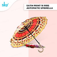Satin Print 16tar Automatic Sky Umbrella | (Pack of 6pcs) | 22inch - INR 150/piece Satin Print 16tar Automatic Sky Umbrella | (Pack of 6pcs) | 22inch - INR 150/piece