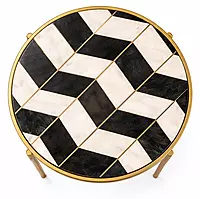 Blake Coffee Table in white & black marble with Brass Inlay and antique brass finish