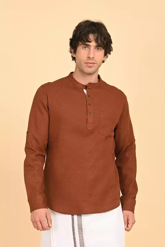 Men's Short Kurta - Brown