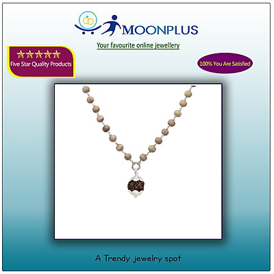 Silver Tied Tulsi Mala with Rudraksham Pendant