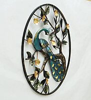 DAD Metal Peacock Wall Art Circular Sculpture for Living Room, Bedroom - Size (36x2x36 Inches)