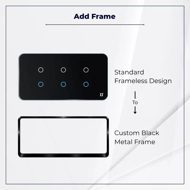 D2Touch Black Metal Frame For 2M/4M/6M/8M Panel Frame for Acrylic Glossy, Matte & Glass Panels, Add As Accessories Per Panel