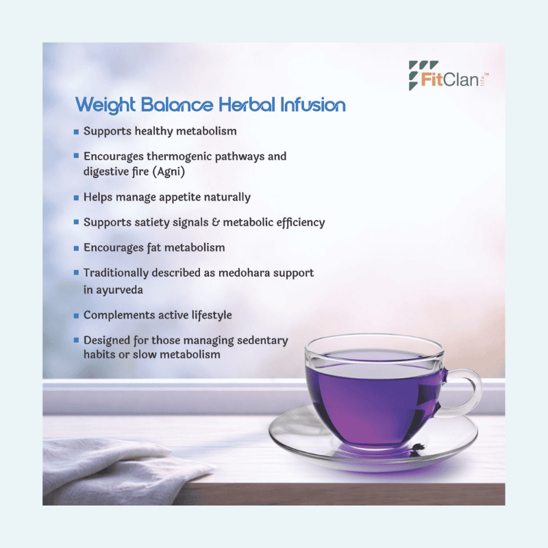 Weight Balance Herbal Tea | Ayurvedic Slimming Tea with Green Tea, Blue Pea & Triphala